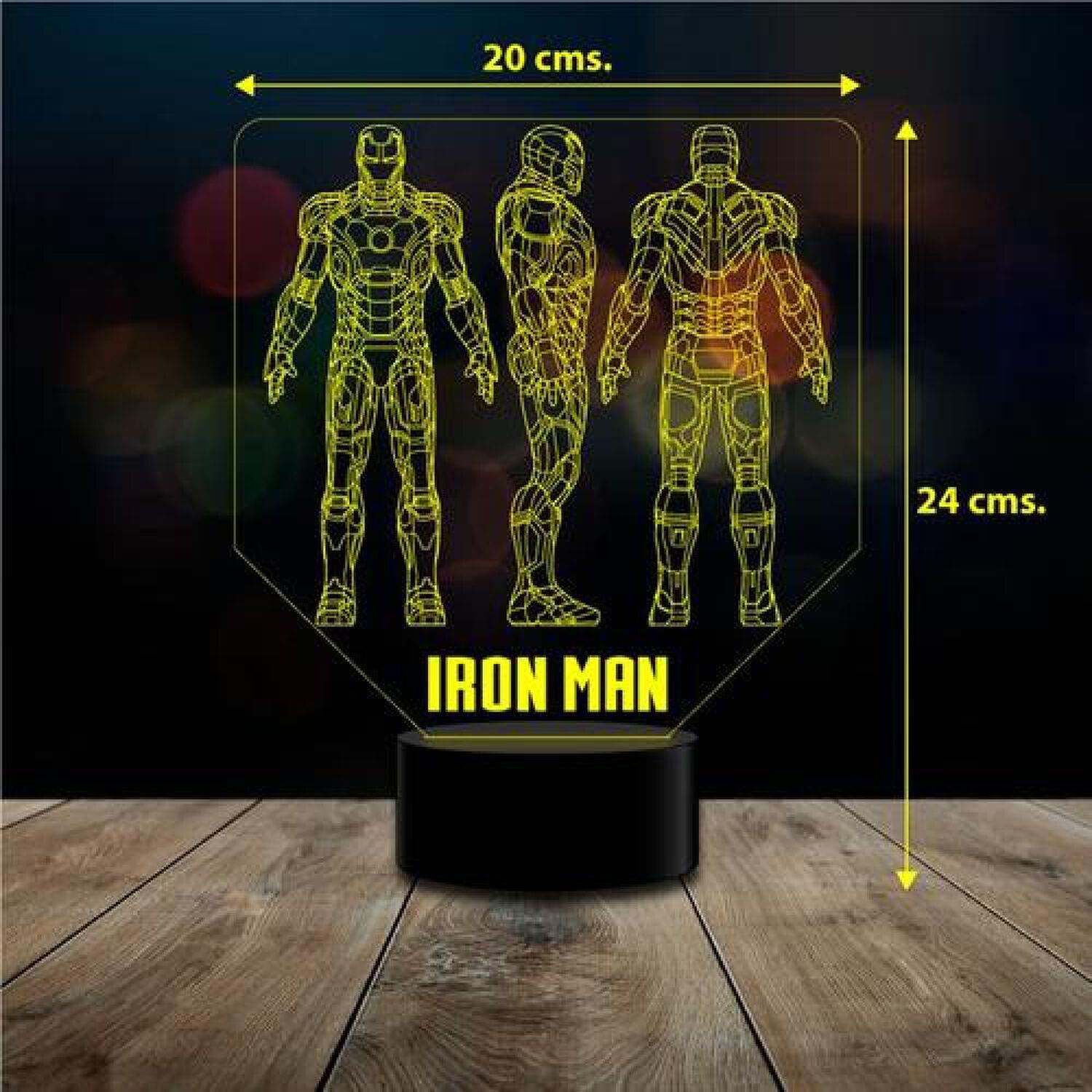 L&aacute;mpara 3d Triple Iron Man Marvel Avengers Acrilico image number 2.0