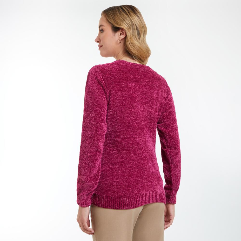 Sweater Chenille Liso Cuello Redondo Mujer Geeps image number 3.0