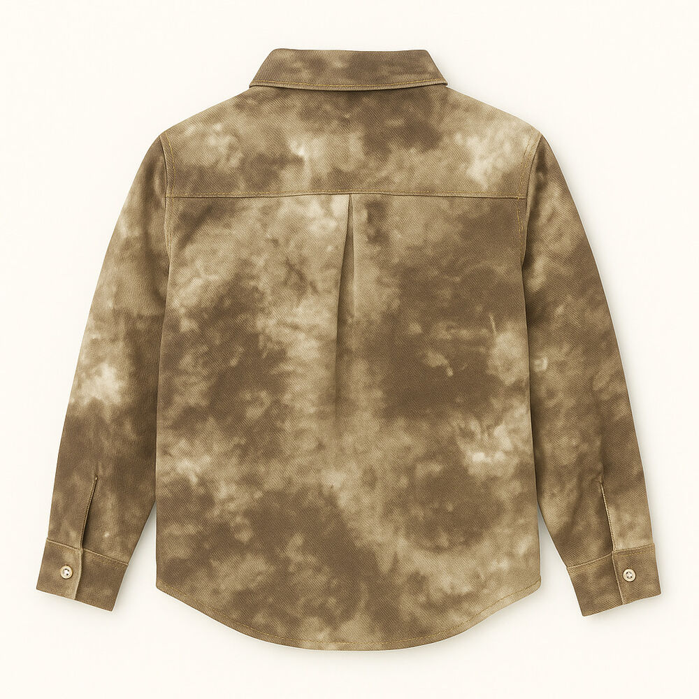 Camisa Tie-dye Infantil Café Jaspeada Manga Larga image number 3.0