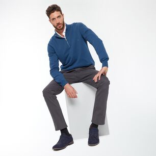 Sweater Slim Fit Manga Larga Cuello Alto Medio Cierre Hombre Az Black