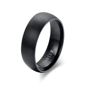 Anillo Titanio Anillos Juveniles Black Space Acero Quirurgico Acero Inoxidable Matte Opaco Curvo Chile Negro/talla 9