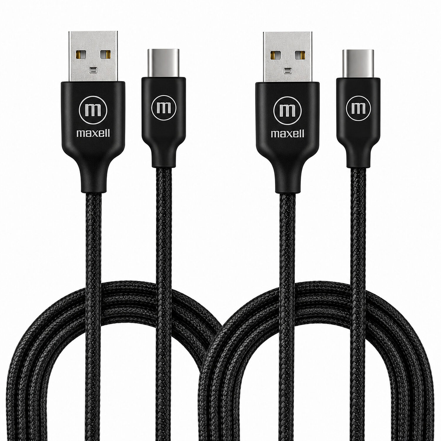 Pack 2 Cable Trenzado Usb A Usb C Maxell 2 Metros Carga R&aacute;pida Negro image number 1.0