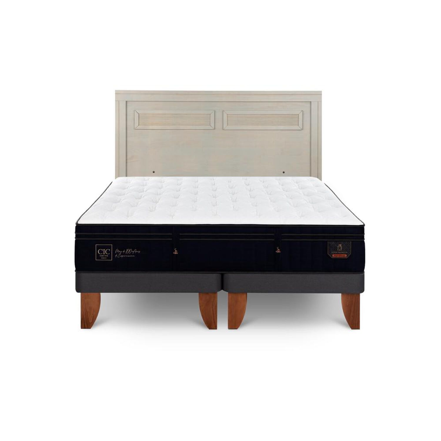 Cama Europea Cic Linea Premium / 2 Plazas / Base Dividida + Respaldo image number 0.0