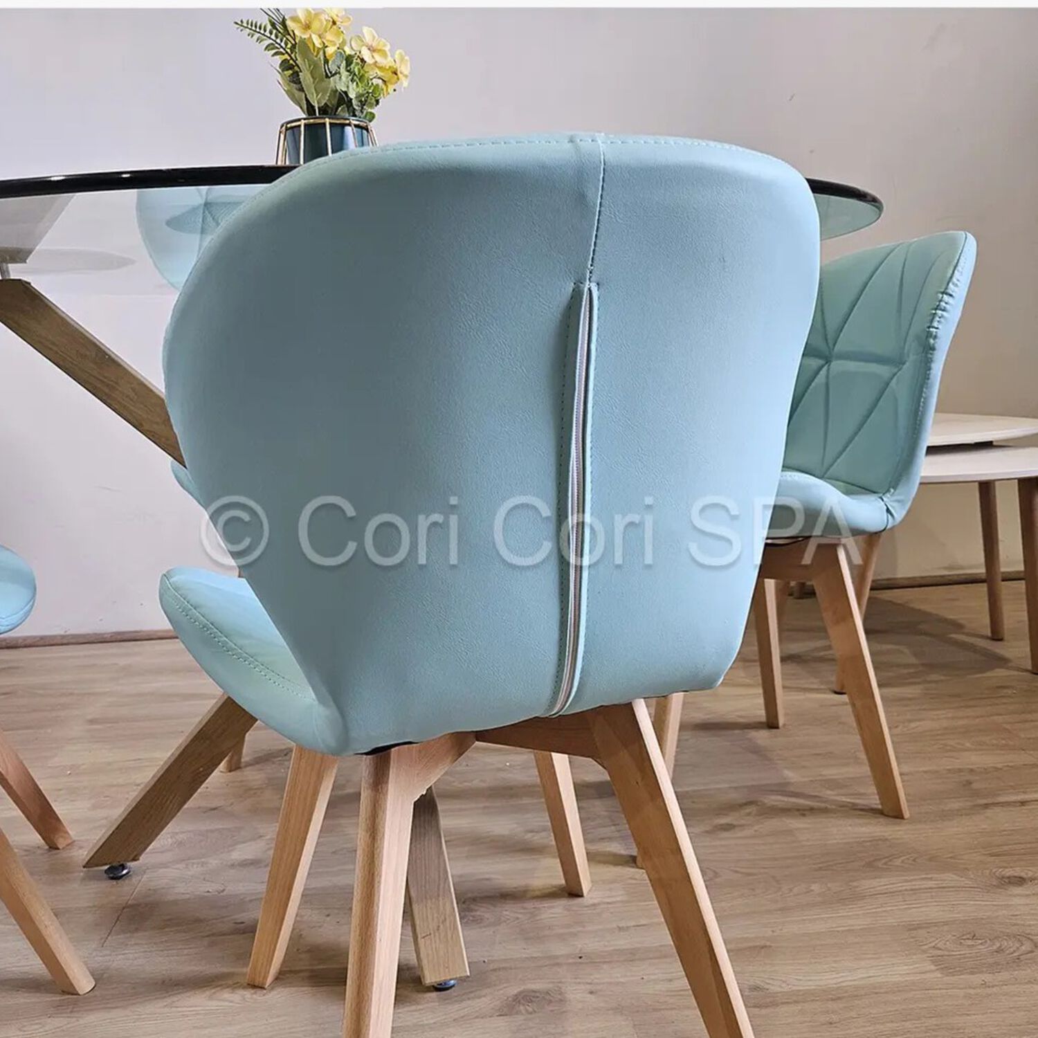 Comedor Mesa Warwick 120 + 4 Sillas Mariposa Wood Menta image number 1.0