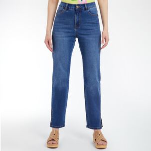 Jeans Fashion Con Tachas Tiro Medio Regular Mujer Geeps