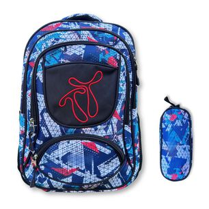 Mochila Escolar Con Estuche 43cm Dise&ntilde;o Estampado Surtido Blue