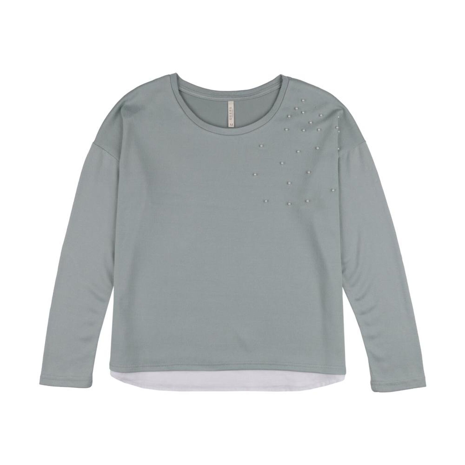 Sweater Liso Aplicaci&oacute;n Strass Manga Larga Cuello Redondo Mujer Geeps image number 0.0