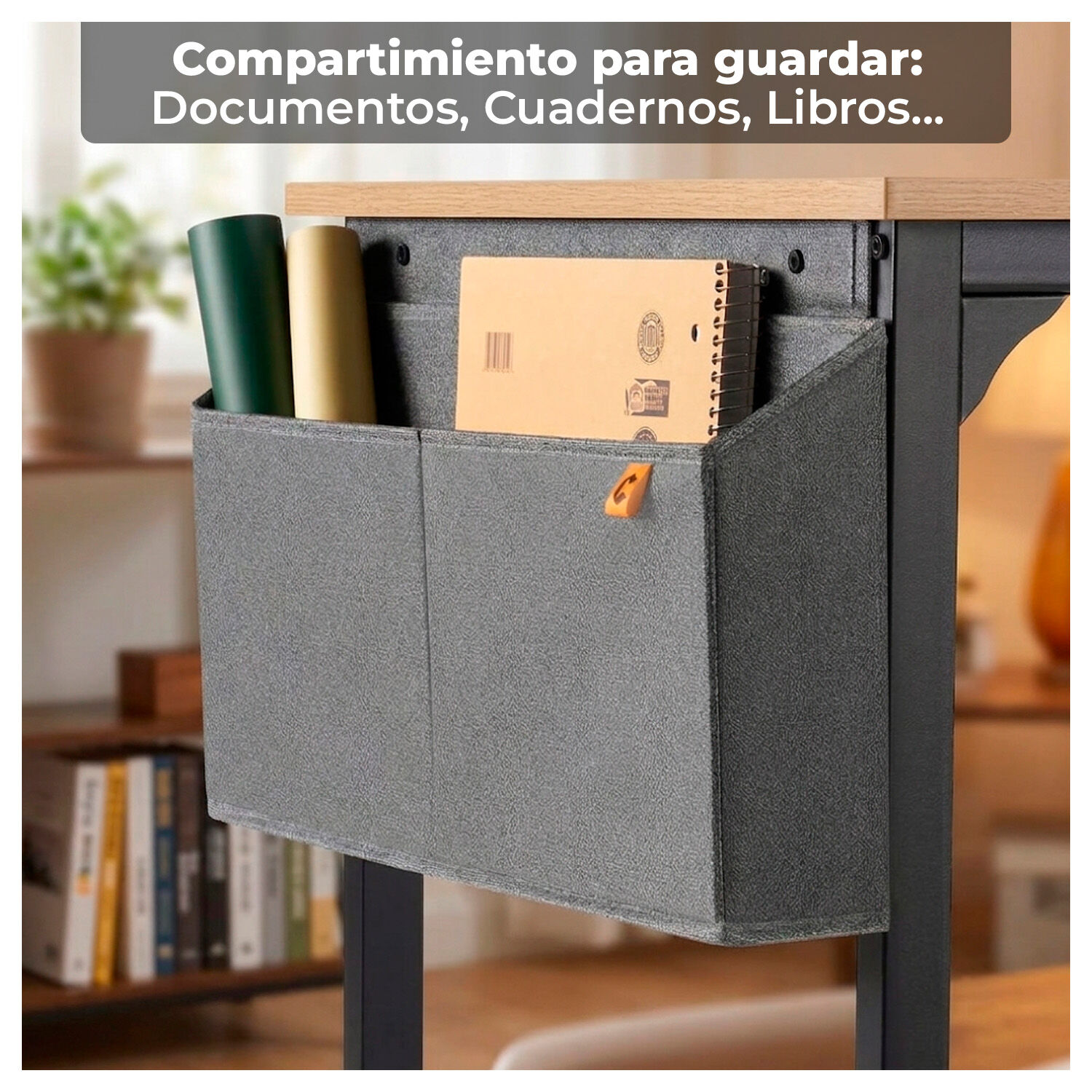Escritorio Oficina 100cm Estructura Met&aacute;lica Con Bolsa image number 2.0