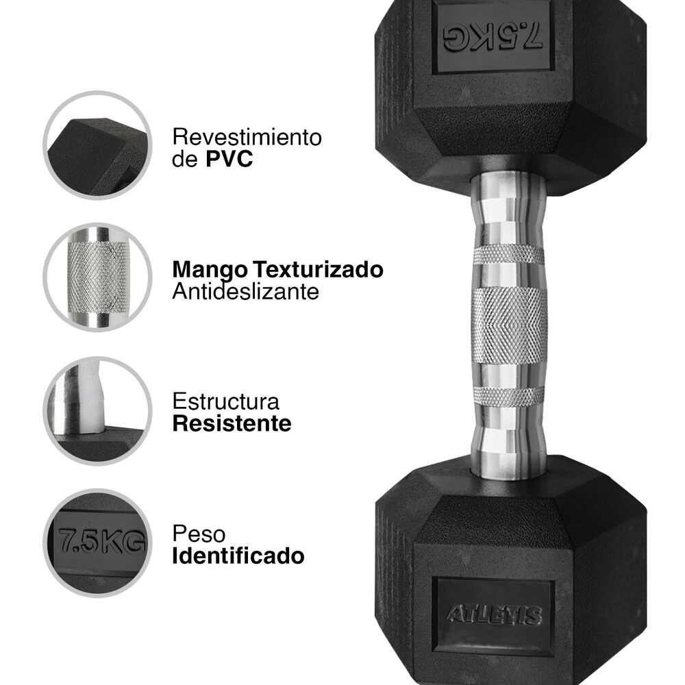 Mancuerna Hexagonal 7.5 Kg Negro image number 3.0