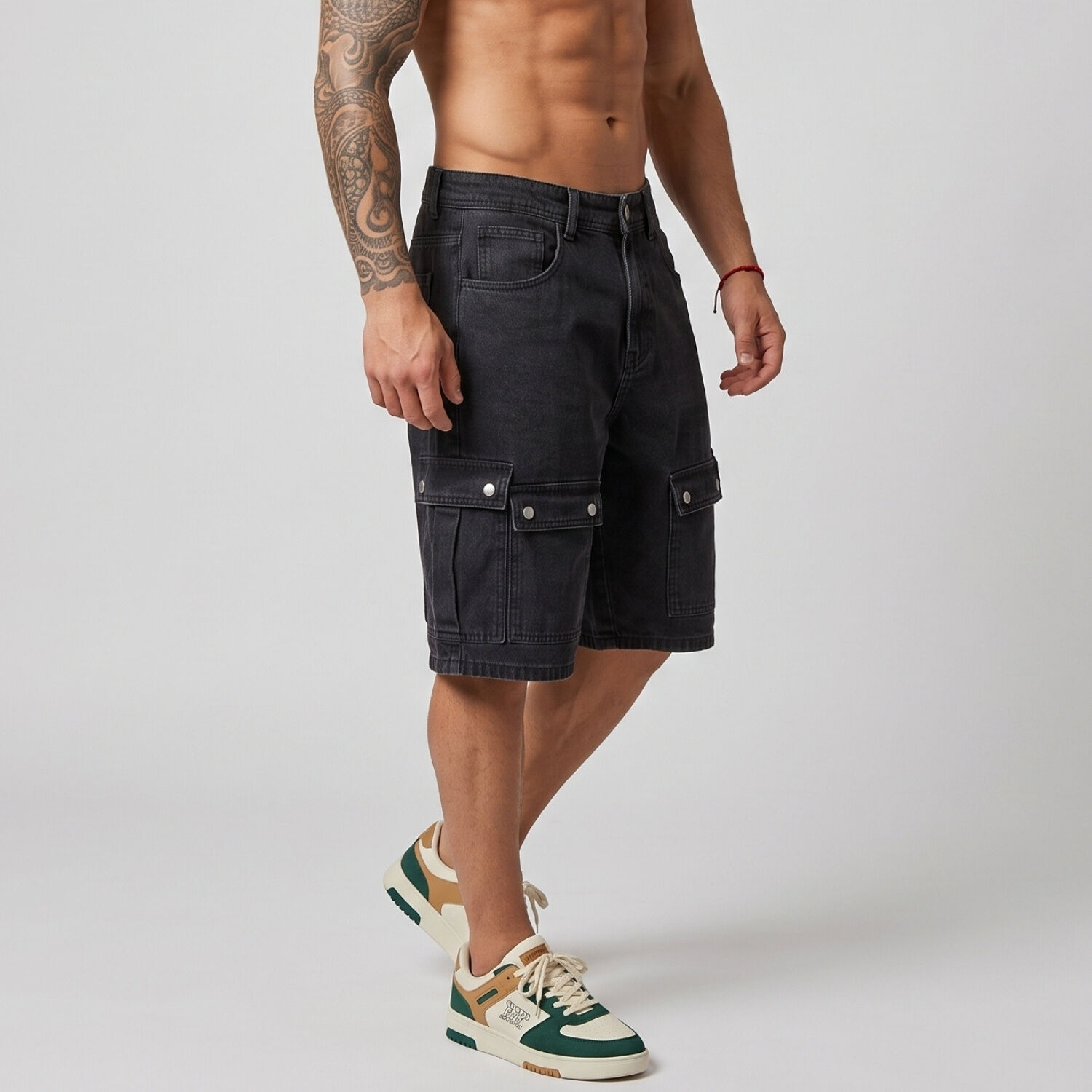 Short Bermuda Denim Cargo Relaxed Fit Hombre Hawai image number 1.0