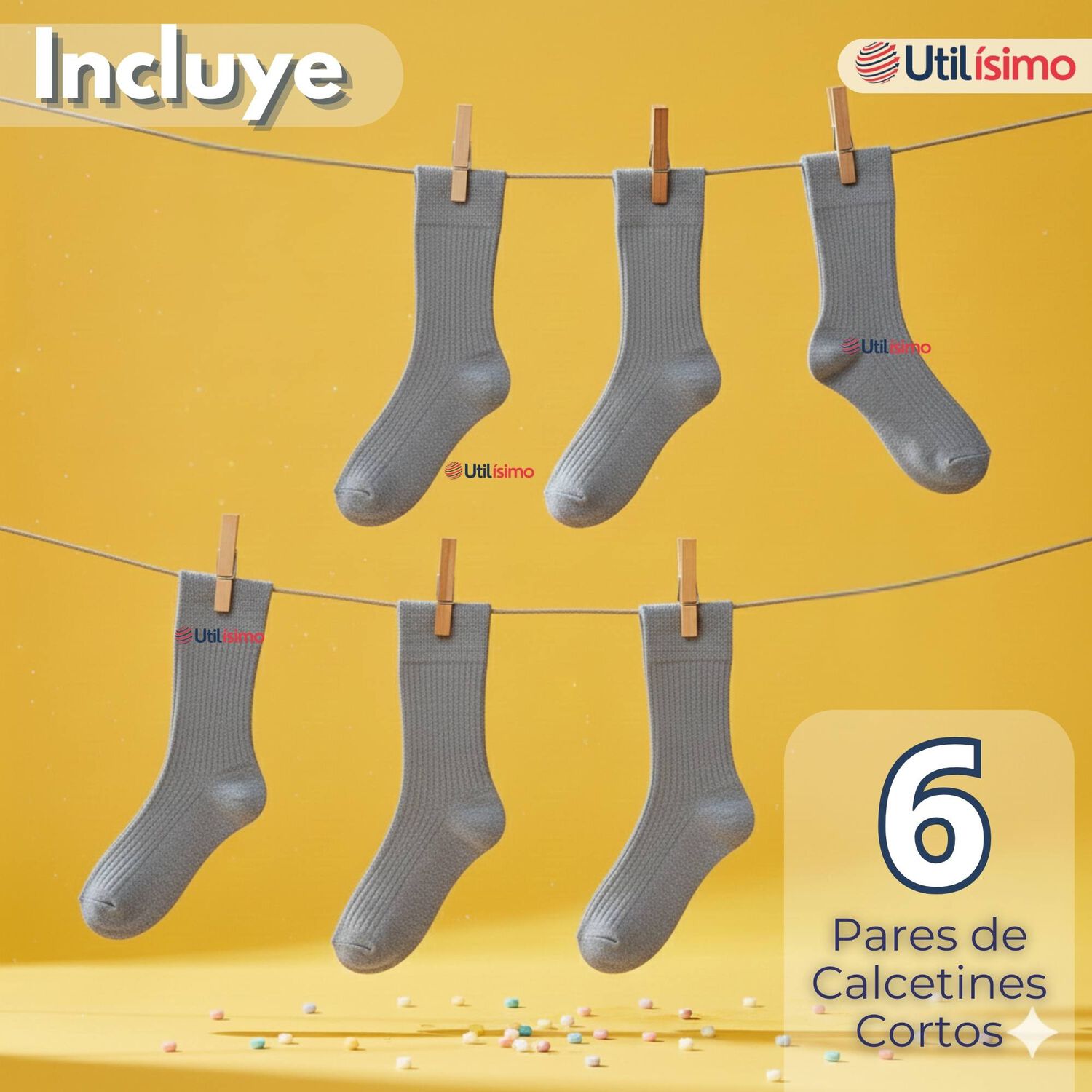 Pack 6 Calcet&iacute;nes Escolares Corto Bamb&uacute; Gris Ni&ntilde;o Y Nina image number 1.0