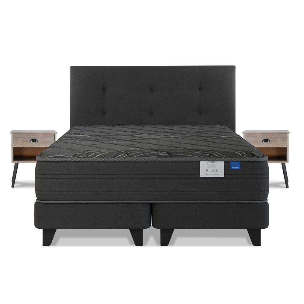 Cama Europea Flex Black / King / Base Dividida + Set De Maderas image number 1.0