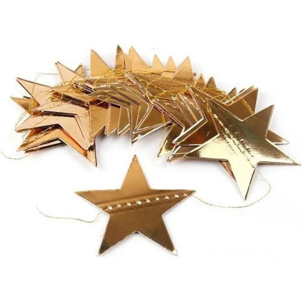 Guirnaldas De Papel Estrellas Espejo Oro Plata Rosa 4 Metros image number 0.0