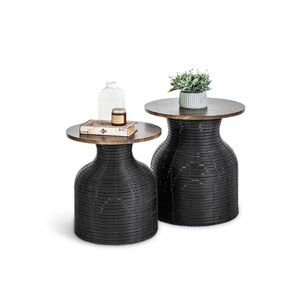 Juego 2 Mesas De Centro Dise&ntilde;o Tejido