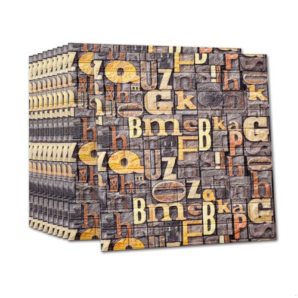 Pack 10 Lamina Papel Mural Autoadhesivo 3d Letras image number 0.0