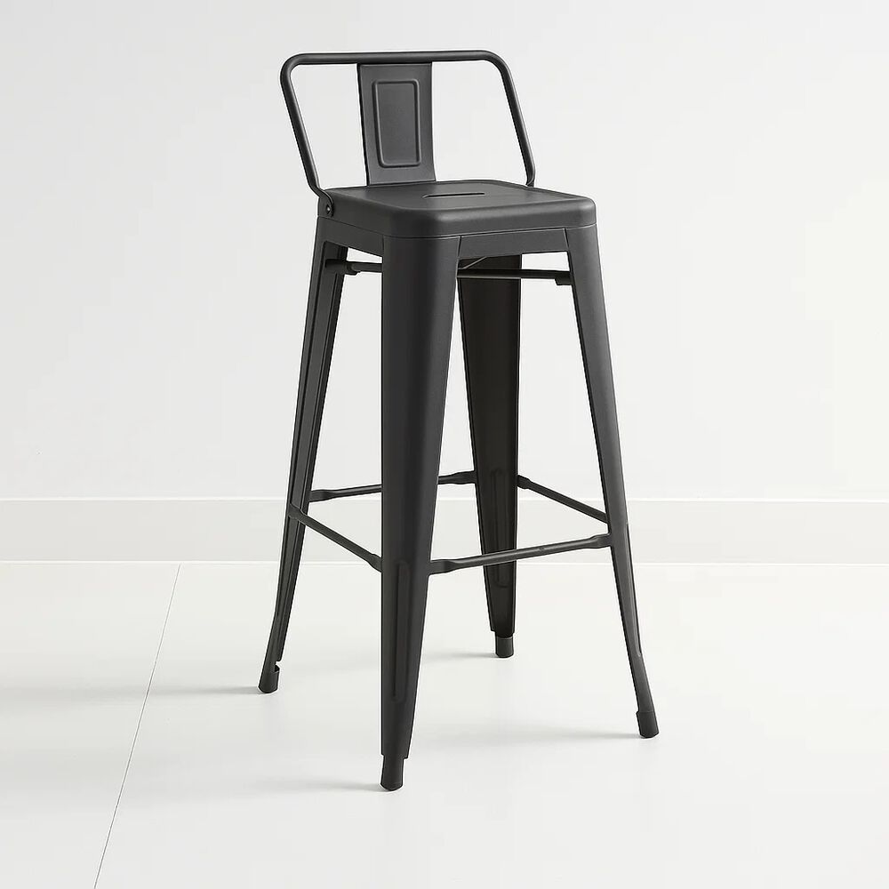 Taburete Tolix Acero Con Respaldo Para Bar O Terraza - Negro image number 0.0