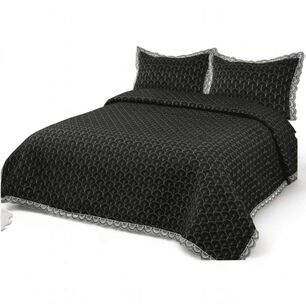  Cubrecama Bordado De Algod&oacute;n Para 2 Plazas 230cm X 250cm Colcha Color Negro Cb4
