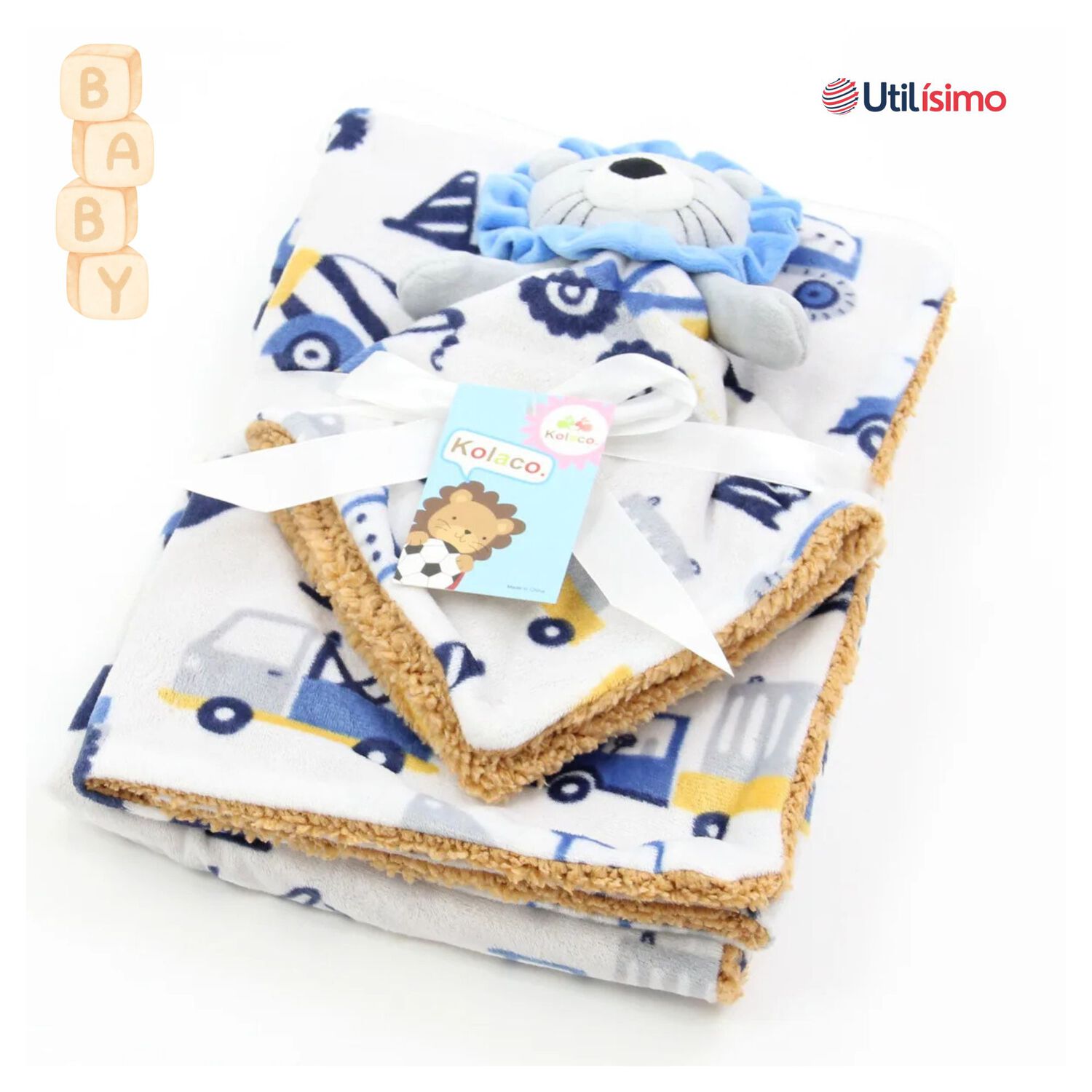 Set Manta Frazada Polar Para Beb&eacute; Ni&ntilde;o + Peluche De Apego image number 7.0