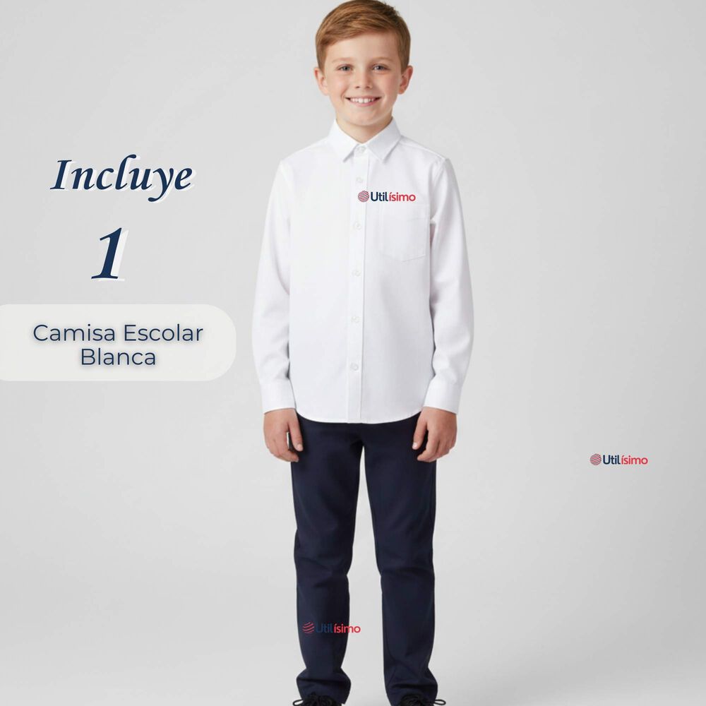 Camisa Escolar Blanca Manga Larga Colegio Para Ni&ntilde;os Y Juvenil image number 1.0