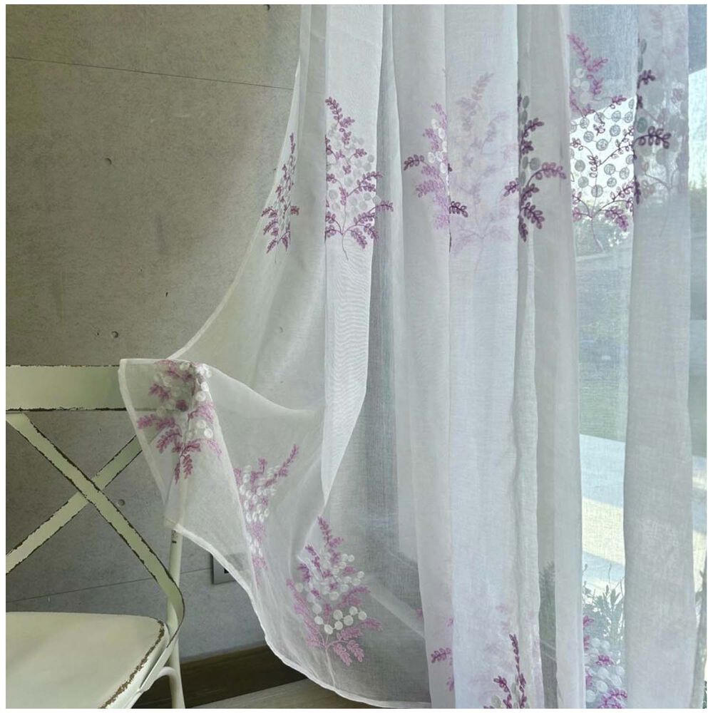 Set De 02 Visillos Bordados Con Argollas 140x230 Cm Mod01 image number 0.0