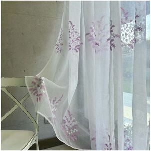 Set De 02 Visillos Bordados Con Argollas 140x230 Cm Mod01