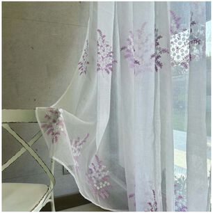 Set De 02 Visillos Bordados Con Argollas 140x230 Cm Mod01