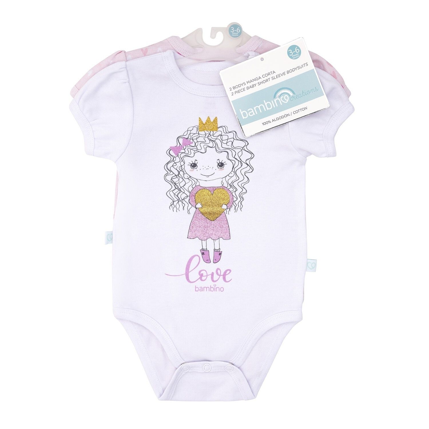 Set 2 Bodys Manga Corta Rosado Princesa Ni&ntilde;a 6 - 9 Meses image number 0.0
