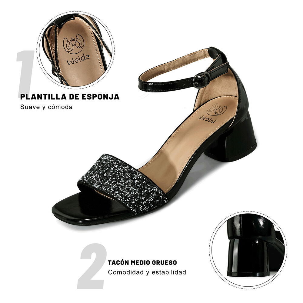 Sandalia Taco Grueso Punta Cuadrada Mujer Weide Gh176 image number 6.0