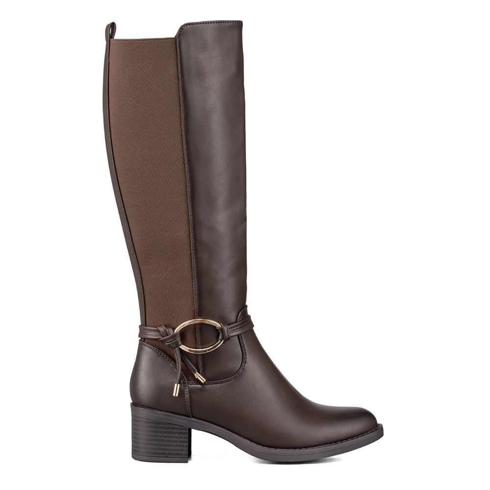 Bota Larga Mujer Casual Eco Cuero Tacon Grueso Weide Zs71 image number 4.0