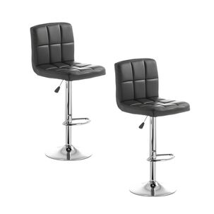 Pack 2 Sillas Piso Bar Negra Altura Regulable Ecocuero Yc069
