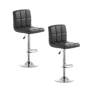 Pack 2 Sillas Piso Bar Negra Regulable Ecocuero Yc069 Colina