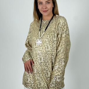 Sweater De Hilo Estampado Print Con Brillos
