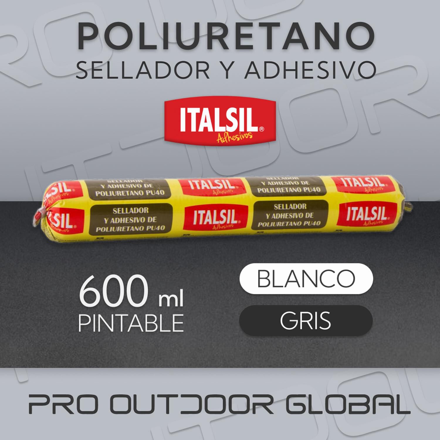 Caja 20 Unidades Sellador Y Adhesivo Poliuretano Pu 40 600 Ml Pintable Blanco image number 1.0