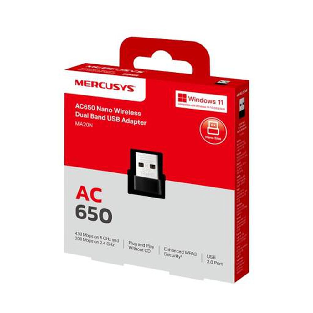 Adaptador Usb Nano Wi-fi Mercusys Ma20n Ac650 - Doble Banda, 433 Mbps, Wpa3, Plug & Play image number 2.0