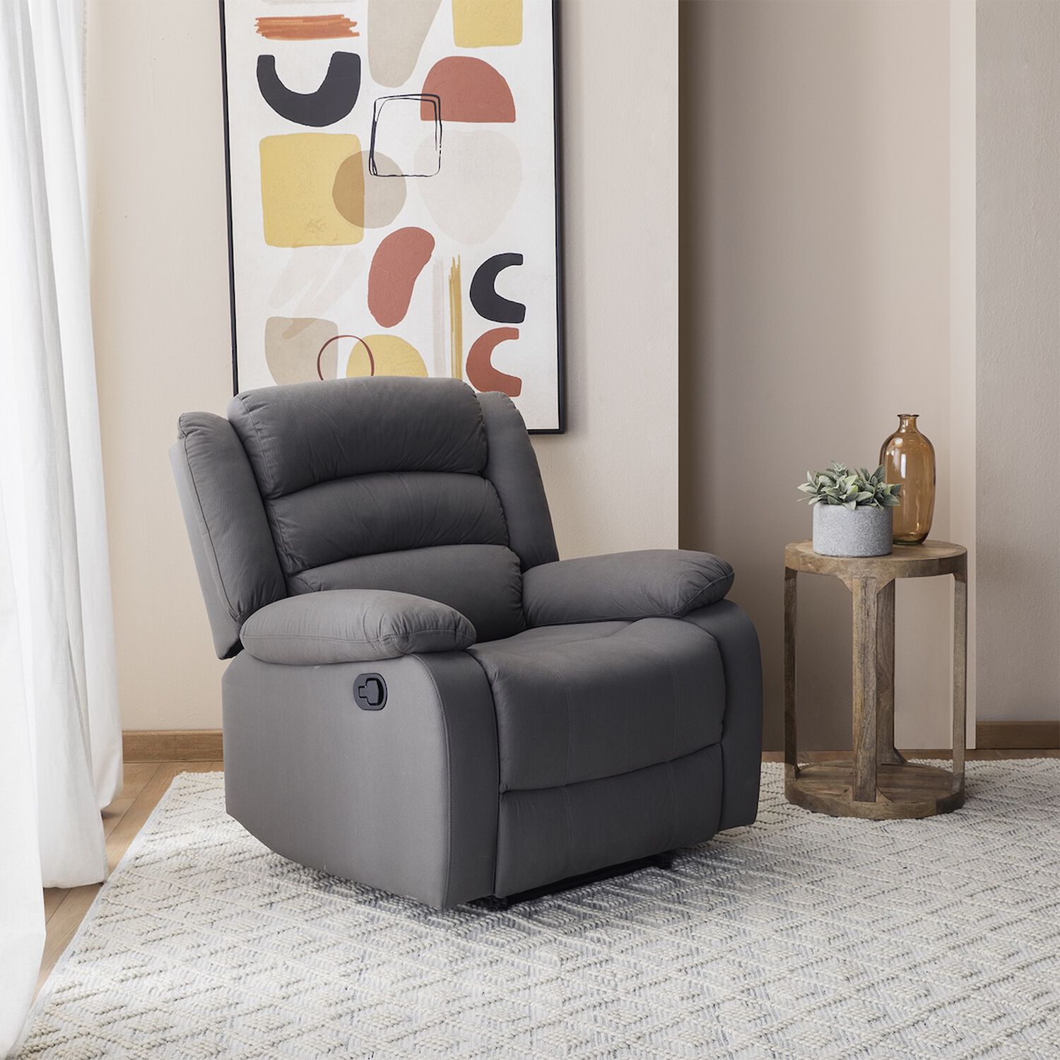 Berger 1 Cuerpo Reclinable Moderno Gris New Praga 8041rff image number 0.0