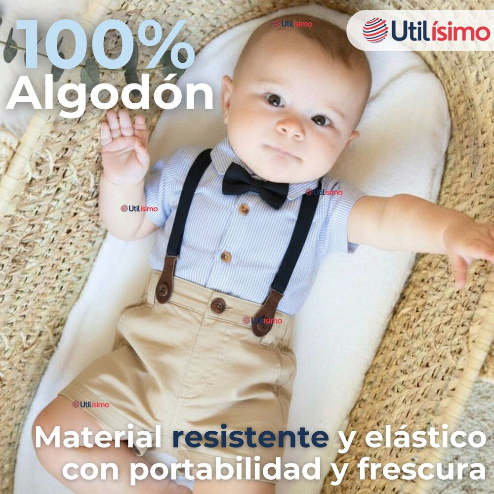 Conjunto De Vestir Con Tirantes Camisa Short Algodón Bebes image number 3.0