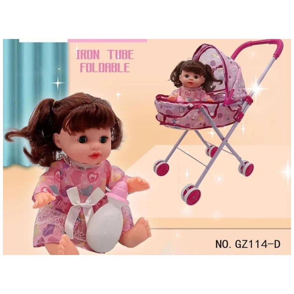 Juguete Muñeca Con Carrito Rosada Infantil image number 1.0