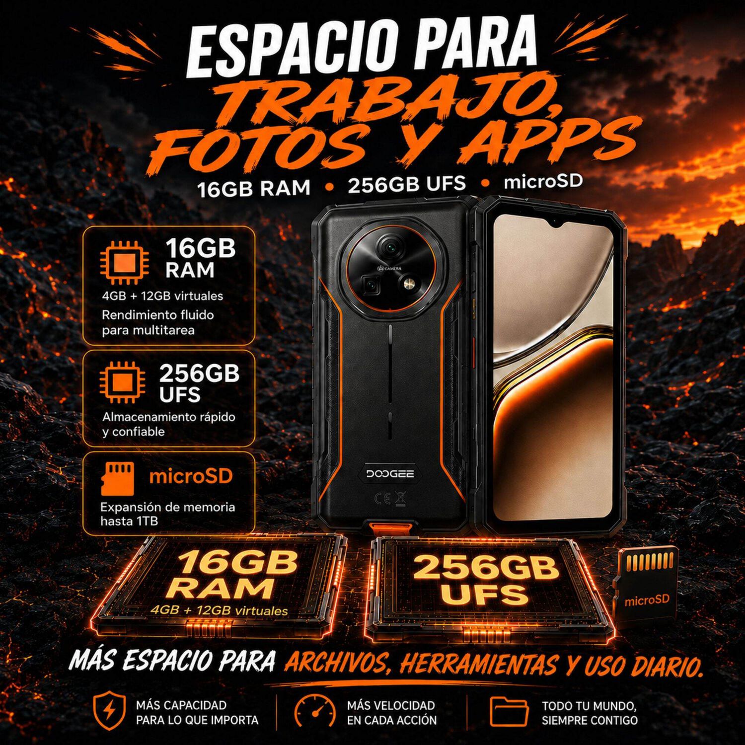 Doogee Fire 7 | Tel&eacute;fono Rugged 5g Con Bater&iacute;a De 13.000 Mah image number 6.0