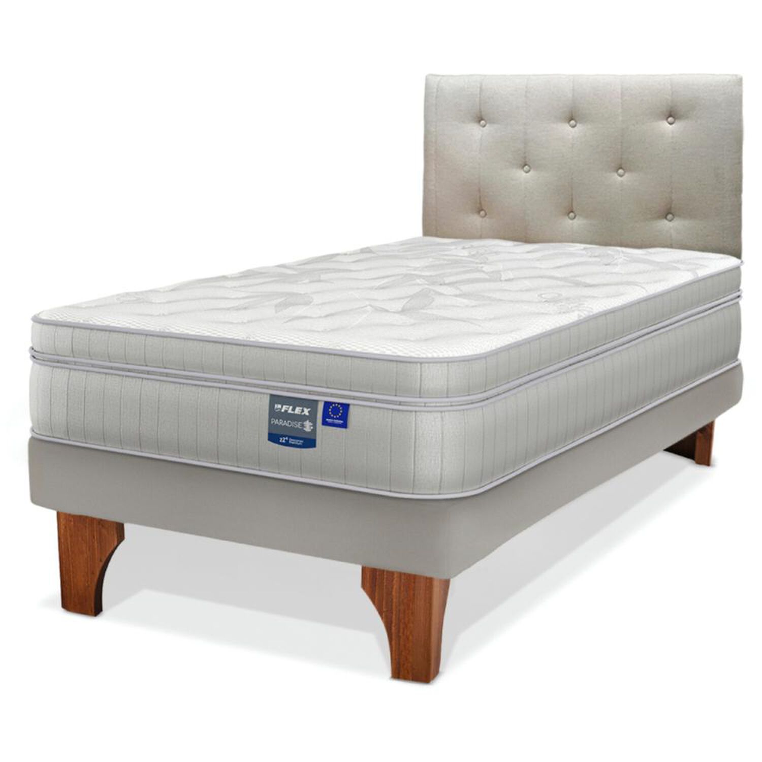 Cama Europea Flex Paradise / 1.5 Plazas / Base Normal + Respaldo image number 1.0