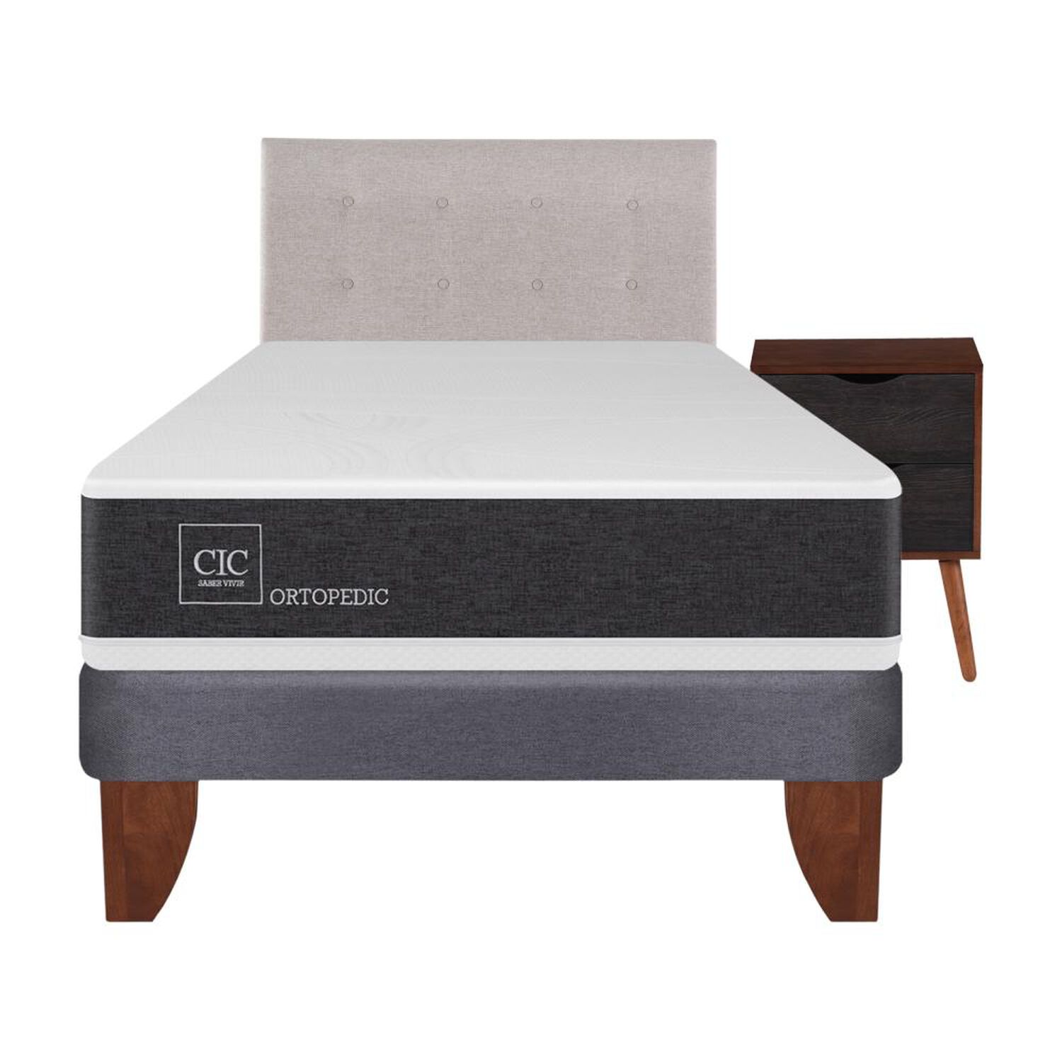 Cama Europea Cic Ortopedic / 1.5 Plazas / Base Normal + Set De Maderas image number 0.0