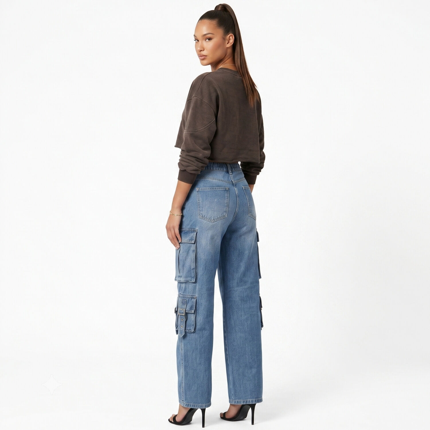 Pantalon Jeans Denim Cargo Wide Leg Mujer Niza image number 1.0