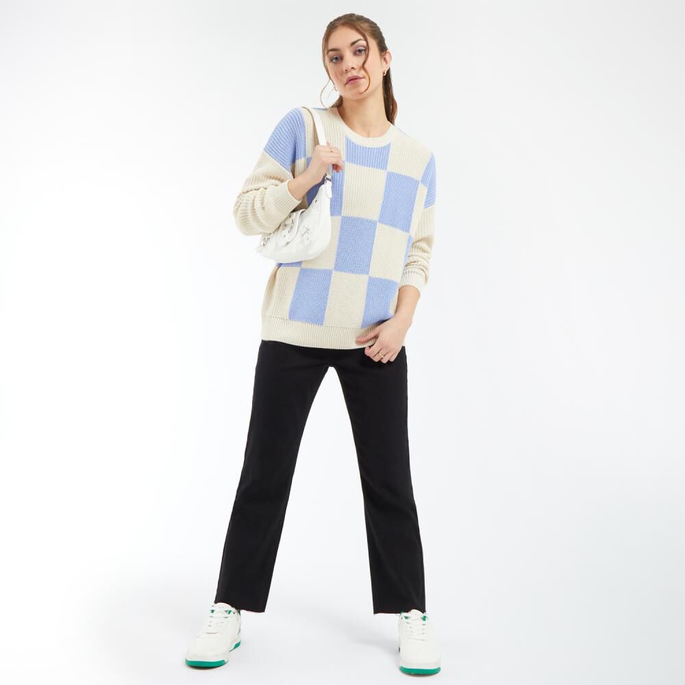 Sweater Cuadros Color Regular Cuello Redondo Mujer Freedom image number 1.0