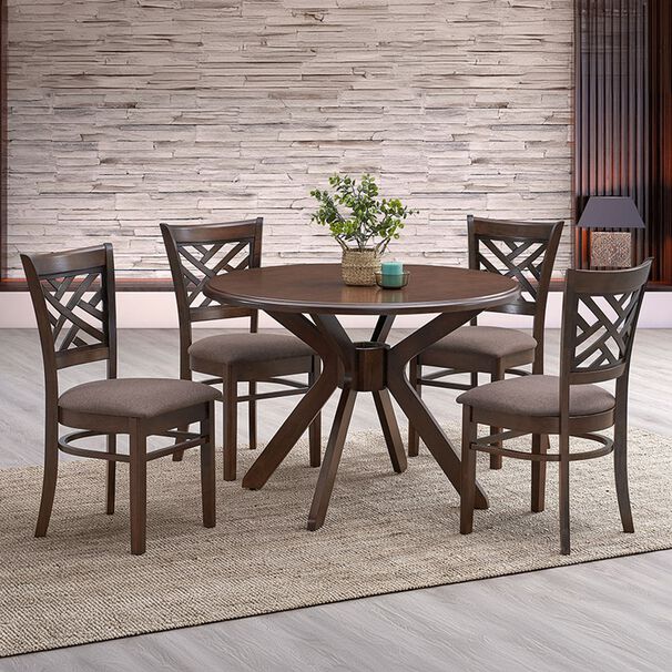Juego De Comedor Estelle Chocolate 106 Cm 4 Sillas Caf&eacute;