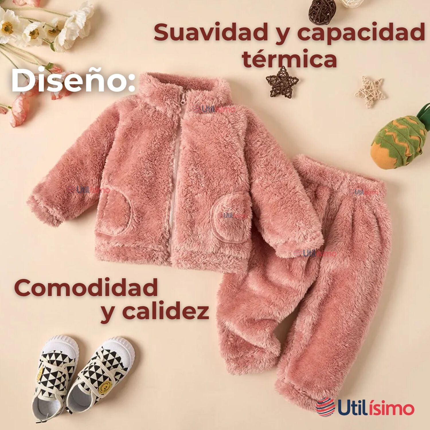 Conjunto Frizado Polar 2 Piezas Ni&ntilde;a Rosado image number 1.0
