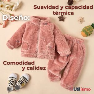 Conjunto Frizado Polar 2 Piezas Ni&ntilde;a Rosado