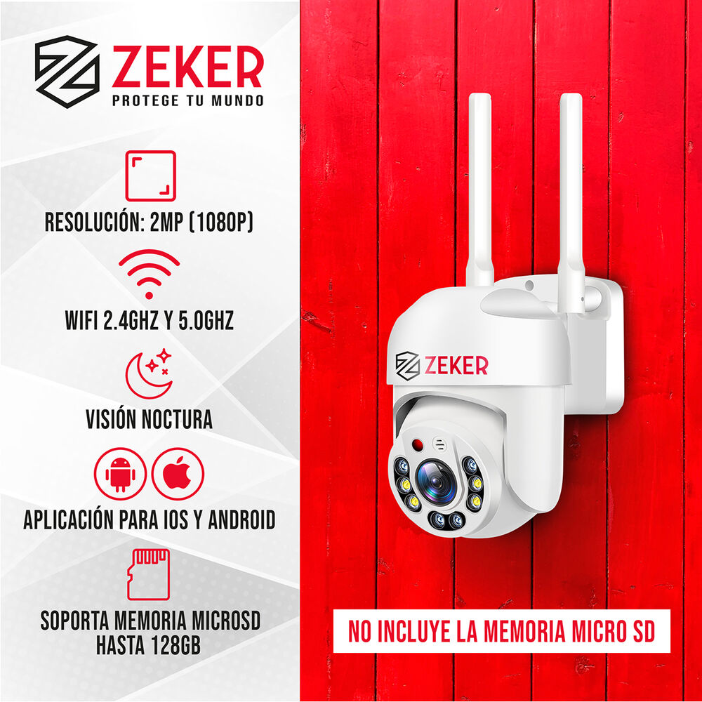Pack X2 Cámara De Seguridad Wifi Impermeable Zeker 2mp 5g image number 1.0