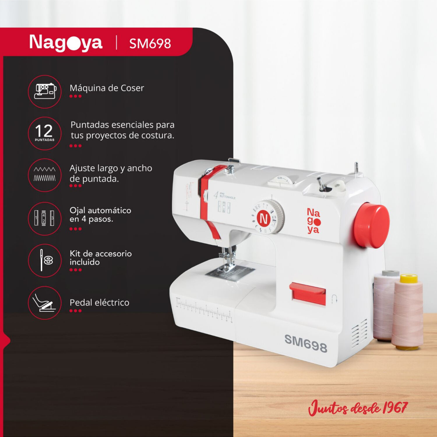 Maquina De Coser 12 Puntadas Nagoya Sm 698 image number 1.0