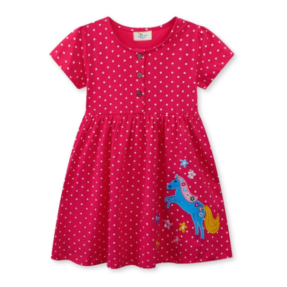 Vestido Manga Corta Niña Estampado Unicornio 2 A 7 Años image number 0.0
