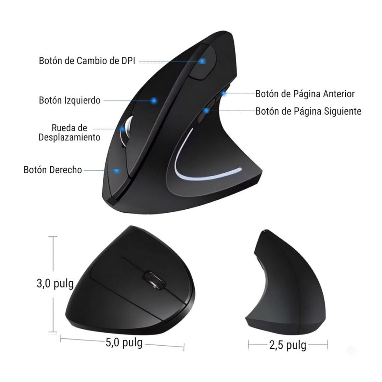 Mouse Vertical Ergon&oacute;mico Inal&aacute;mbrico image number 4.0