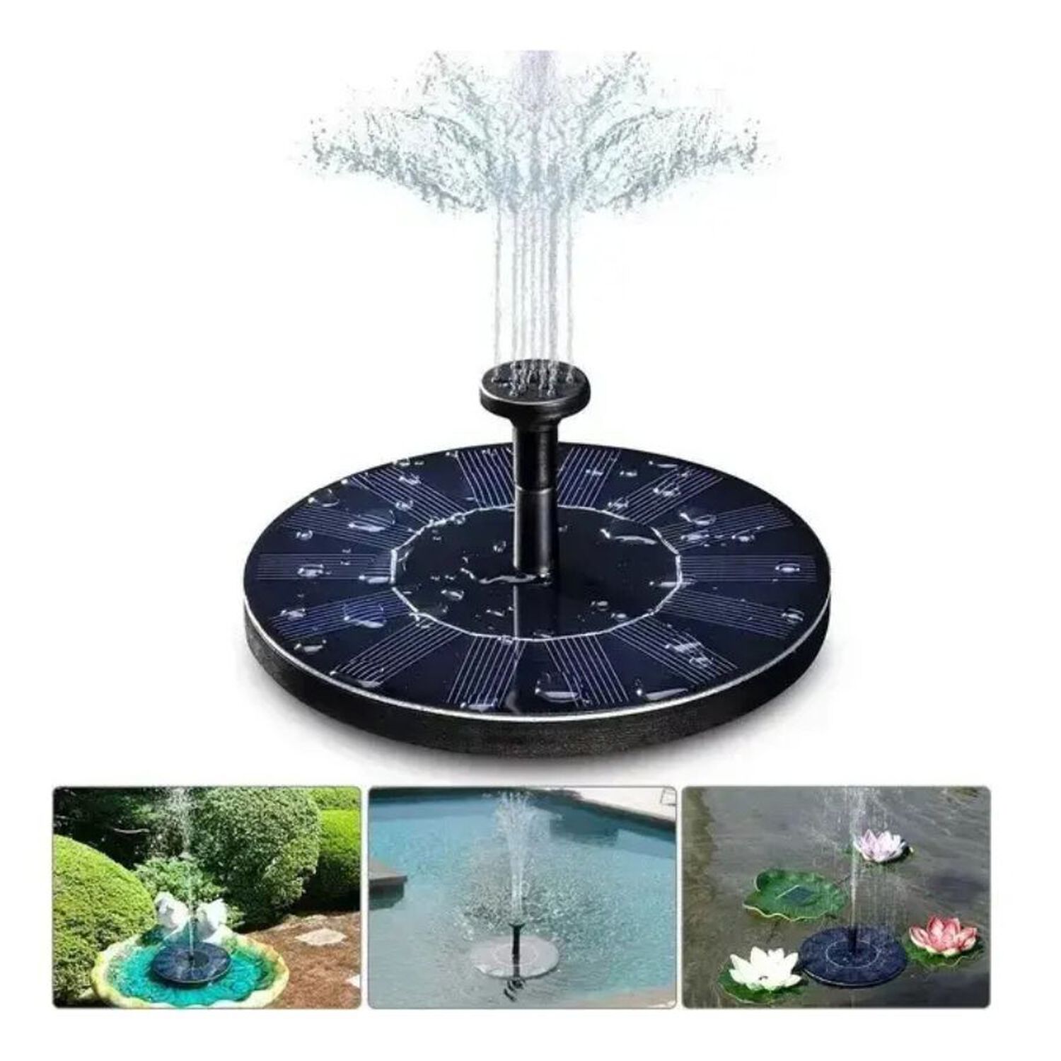 Fuente Solar Flotante Para Estanque Jard&iacute;n Con 4 Boquillas Intercambiables image number 4.0